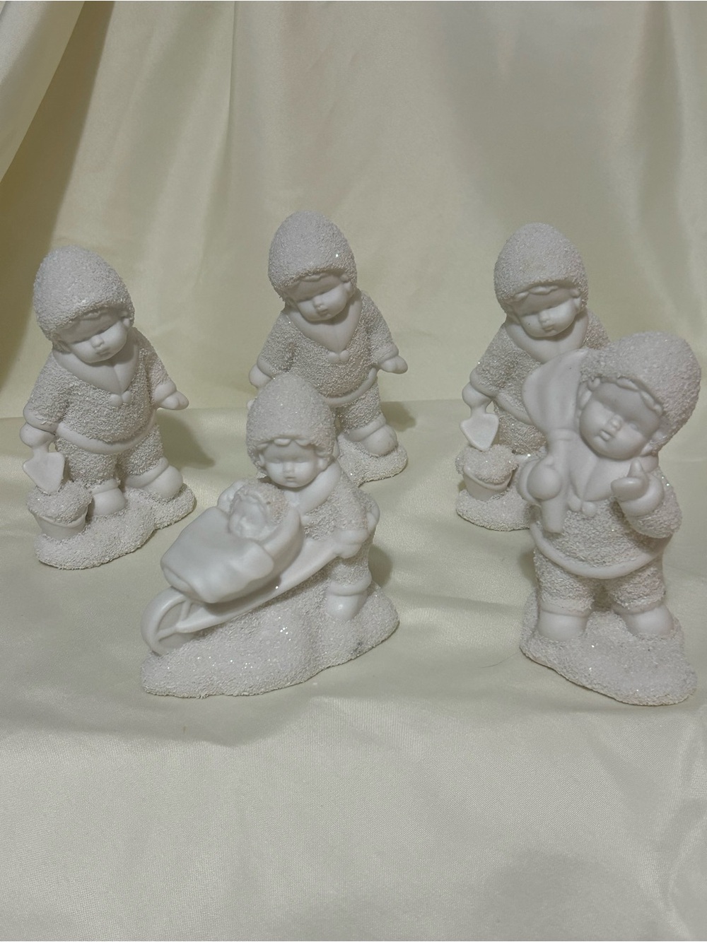 Snowbabies Lot of 5 Porcelain Bisque Winter Figurines Vintage Set